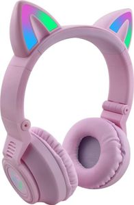 Kinderkopfhörer ab 3 Jahre, Katzenohr Kopfhörer Bluetooth mit Bunte Lichter, Mikrofon und SD-Kartensteckplatz für Mädchen und Jungen. (Lila)