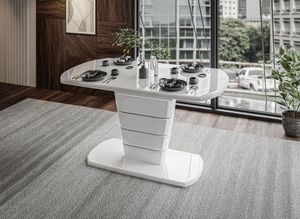 Klappbarer Tisch NAIROBI 140 - 180 cm Wei§ hochglanz / Grau hochglanz