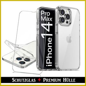 Für iPhone 14 Pro Max ( 6.7" ) Transparent Silikon Handy Schutz Hülle + 9H Panzerglas HD Schutzglas
