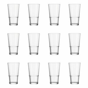 Leonardo Event Stapelbecher 12er Set, Longdrinkglas, Trinkglas, Wasserglas, Glas, 330 ml, 61700