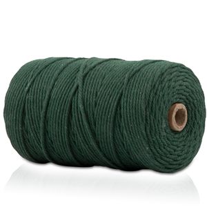 Makramee Garn - 200m (Stärke: 3mm) - Gezwirntes Baumwolle Garn - Hochwertiges, supersoftes Luxus Garn - grün/green
