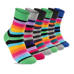 6 oder 12 Paar Damen Socken Ringel Bunt Baumwolle Komfortbund ohne Naht 11979 - 6 Paar 39-42