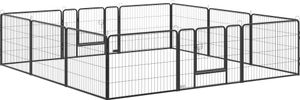 PawHut Free Run Enclosure, 60 cm vysoký výběh pro štěňata s dvířky, ohrádka pro štěňata, výběh pro psy s 12 panely, venkovní výběh pro psy, ocel, černá barva