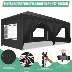Faltpavillon 3x6m , wasserdicht&UV-Schutz 50+, inkl. Tragetasche, 12 Heringen, 6 Abspannseilen, 4 Sandsäcken, verstärkte Stange in der Mitte des Dachs