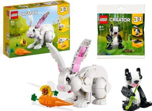 SET: LEGO Creator 3-in-1: Pandabär (30641) + Weißer Hase (31133) - Robbe Kakadu Osterhase