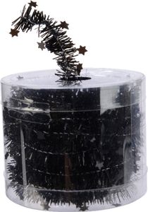 Weihnachtsgirlande Lametta mit Sternen 3cm x 7m - Schwarz