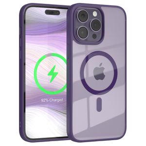 EAZY CASE - Premium TPU Hülle kompatibel mit Apple iPhone 14 Pro Max kompatibel mit MagSafe, Silikonhülle mit Kameraschutz, Transparent / Lila