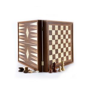 2-in-1-Combo-Schach-Backgammon im klassischen Stil 27 x 27 cm  Spitzenqualität