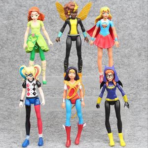 6pct Super Hero Catwoman Wonder Woman Poison Ivy Supergirl BatGirl Harley Quinn Cute Figure Model Toys 15cm