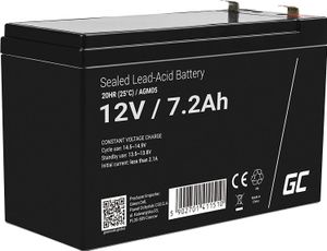 Green Cell® AGM 12V 7,2Ah Akku VRLA Blei-Batterie Bleiakku Ersatzakku Gelakku Akkubatterie Zyklenfest Unbemannt Spielzeug | Elektro Spielzeug| Alarm | Notstrom | Kinderfahrzeuge| Kinder-Quad