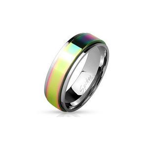 Drehring Regenbogen:  Ring aus Edelstahl, Ringgröße:70 (22.3 mm Ø)