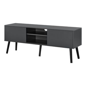 Televizní stolek Eskilstuna 120 x 29,5 x 46,5 cm TV lowboard 20 kg s dvířky skříněk a úložnými přihrádkami dřevotříska masiv tmavě šedá