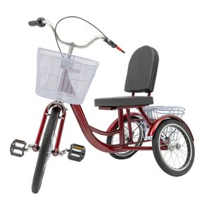 Stabilisiertes Dreirad für Erwachsene rot Vorderrad 20'' Hinterrad 16''
