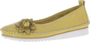 Andrea Conti Damen Ballerina bequem Leder Blume Applikation 0023645, Größe:40 EU, Farbe:Gelb