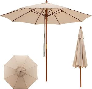 KOMFOTTEUGartenschirm regulowany na wysokość, zdejmowany parasol z 8 rozpórkami i mechanizmem linowym, parasol plażowy 283 cm x 253 cm, parasol rynkowy