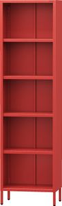 Jan Nowak Bücherregal Mario 4 höhenverstellbaren Einlegeböden (4x30 kg) und Wandmontage Metall Hochregal, 50 x 180 x 35 cm, Rot