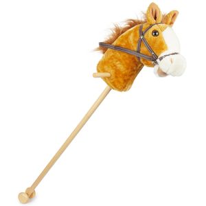 Bieco Steckenpferd Kinder Brownie | ca. 100 cm |  | Holzpferd Draußen & Drinnen | Plüschpferd zum Reiten | Holzpferd für Jungen und Mädchen | Kuschelpferd