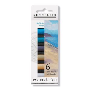 SENNELIER N132288.09 Extra-Soft Halb Pastell 6 Sticks Set, Pigment, Seaside, Set of 6