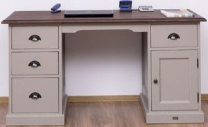 Casa Padrino Landhausstil Schreibtisch mit 4 Schubladen und Tür Antik Grau / Dunkelbraun 152 x 70 x H. 78 cm - Landhausstil Büromöbel
