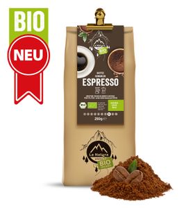 Espresso | Cafe 250 g gemahlen | Espresso La Natura Lifestyle | Biologischer Espresso | Langzeitröstung | gemahlener Kaffee