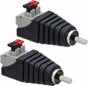 2X Cinch RCA-Stecker Adapter > Terminal Block 2 Pin Druck Klemmen Kabel Verstärker
