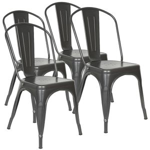 4x Stuhl Bistrostuhl Metallstuhl Esszimmerstuhl Küchenstühle Industry Design, stapelbar Grau