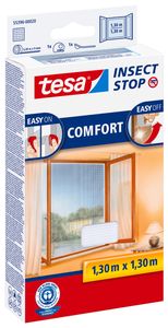 tesa Fliegengitter Comfort Insektenschutz Fenster ohne Bohren weiß 1,3 x 1,3 m