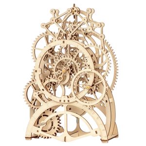 3D-Holzpuzzle Pendeluhr - mechanische Uhr zum zusammenstecken - langanhaltender Puzzlespaß für Groß und Klein - Holzbausatz 166-teilig - faszinierend und einzigartig