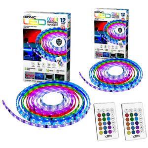 Starlyf Bionic LED Stripe 2er Pack - Lichterkette, LED Lichtband, Farbwechsel Leiste, 16 Farben, 4 Modi, Fernbedienung