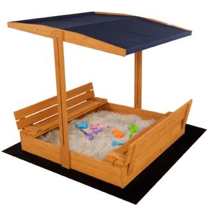 Sandkasten Sandbox Dach Imprägniert Kiefer Holz Sandkiste Sitzbänke 120x120cm 9890