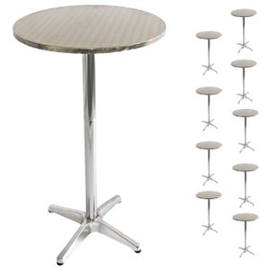 10er-Set Alu-Stehtisch, Bistrotisch, höhenverstellbar 70/110cm Ø=60cm  klappbar