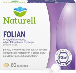 Naturell Folian kwas foliowy 400mcg 60 tabletek
