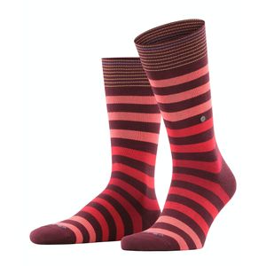 Burlington Herren Socken - Blackpool, Baumwolle, Streifen, Logo, One Size Bordeaux/Rot