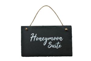 Schiefertafel Honeymoon Suit Dekoschild 24,5 x 15 cm
