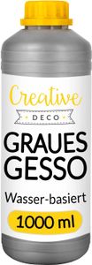 Creative Deco Professionell Graue Gesso | 1L | Perfekte Grundierung für Malerei | Ideal für Acryl-Farben, Öl-Farben, Pouring, Decoupage, Finnabair