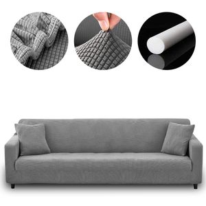 Elastischer Sofabezug 230-300cm Grau Sofa Schonbezug 4-Sitzer Sofa-Überwürfe, Plüsch Velvet Sofahusse
