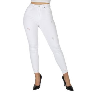 Giralin Damen Jeans Skinny Fit High Waist Hose Destroyed Look 837496 Weiß 36 / S