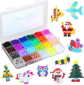 24 Farben Bügelperlen Set 4300pcs Fuse Beads Kit mit 5 Stiftplatten Perlen kit DIY Puzzle Kinder Geschenk