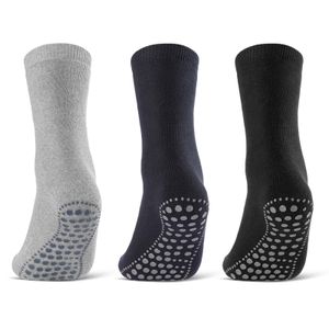 3 oder 6 Paar ABS Socken Herren Damen Anti Rutsch Socken Baumwolle Schwarz Blau Grau 8600 - 3 Paar Farbmix 43-46