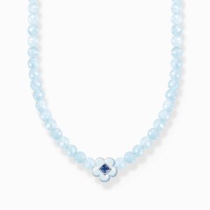 Thomas Sabo KE1964-051-9 Halskette Damen Choker Blume Blaue Jade-Beads