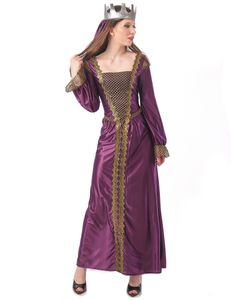 Mittelalterliches Prinzessin-Kostüm für Damen Faschingskostüm violett-gold