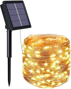 Solar Lichterkette Aussen, 10M 100 LED Solar Lichterket IP64 Wasserdicht, 8 Modi Lichterkette Außen für Garten, Bäume, Terrasse, Weihnachten, Hochzeiten, Partys, Warmweiß