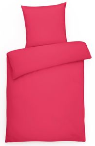 Einfarbige Mako Satin Bettwäsche 135x200 Himbeer Uni rote Bettwäsche 135 x 200 - Bettbezug aus gekämmter Baumwolle
