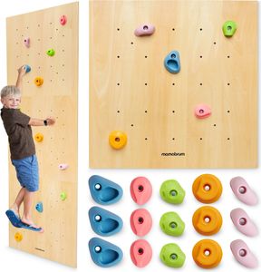 Mamabrum Kletterwand aus Holz für Kinder – 3-teiliges Indoor-Kletterset mit 15 Griffen, für Kinder ab 3 Jahren, bis 100 kg belastbar