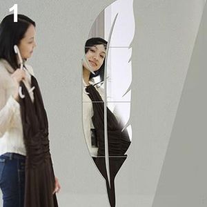 moderne abnehmbare feder diy acryl spiegel wandaufkleber home raumdekoration-Silber