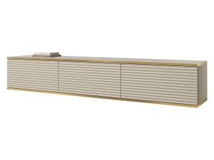 MIRJAN24 TV-Lowboard TV-Lowboard Oro II mit 3 Klappen, Griffloses Öffnungssystem push to open, 175x32x30 cm (Farbe: Beige / Beige + Gold)