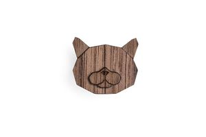 BeWooden Holz Brosche britisch Katzenbrosche