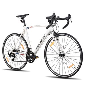 HILAND 700C Rennrad mit 14 Gang, Aluminiumrahmen, Racing Bike für Herren Damen Jungen, Rahmenhöhe 60 cm, Weiß
