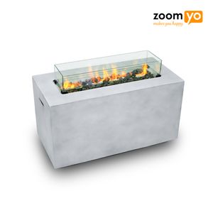 Zoomyo Gas-Feuerstelle für den Außenbereich, elektronisch entzündbar, inkl. Lavasteine, Windschutz aus Spezialglas