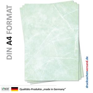 Gastronomie Papier (Grün-Eis-Marmor, DIN A4, 25 Blatt, MPA-5153b) für Speisekarten. Marmoriertes Papier, Marmorpapier rot zweiseitig bedruckt, für alle Drucker/Kopierer geeignet
